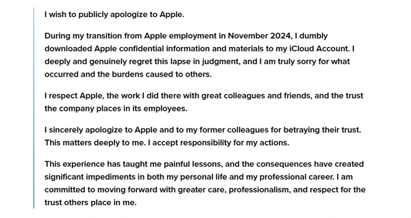 Apple erzielt eine Einigung mit einem ehemaligen Mitarbeiter, der für das Design von Vision Pro verantwortlich war; er war am Diebstahl von Geschäftsgeheimnissen beteiligt. 苹果与窃取机密前员工达成和解 曾负责Vision Pro设计