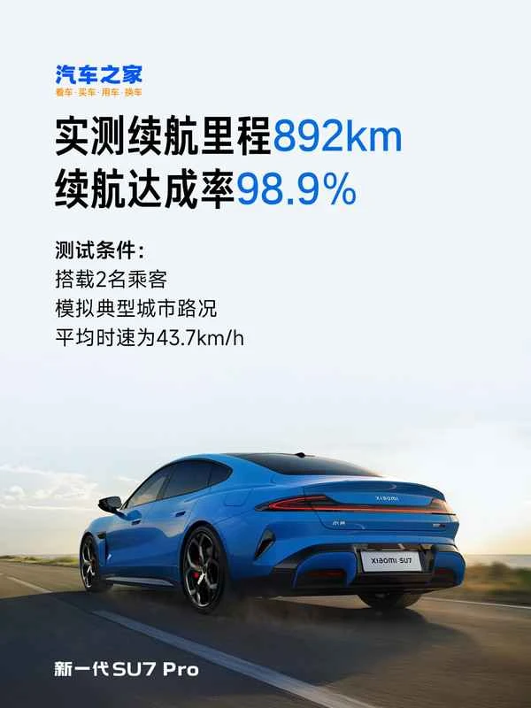 Xiaomi gab bekannt, dass das SU7 Pro in Praxistests von drei großen Medienunternehmen die beste Akkulaufzeit erzielte und 892 km erreichte. 小米宣布SU7 Pro三大媒体实测续航第一 续航达892km